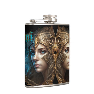 Gemini Zodiac Sign Hip Flask