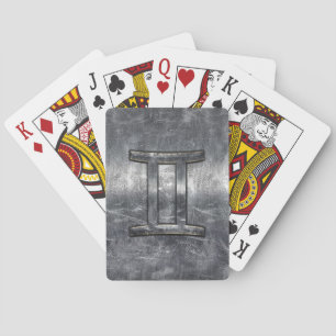 Gemini Zodiac Sign in Industrial Steel Style Playing Cards