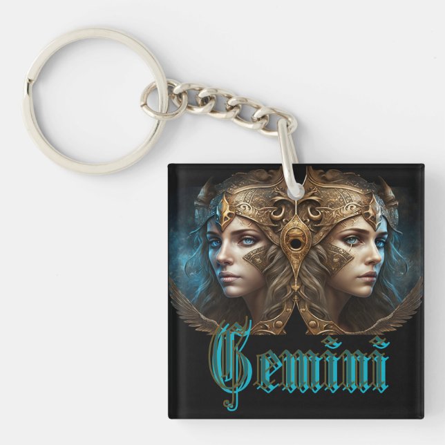 Gemini Zodiac Sign Keychain (Front)
