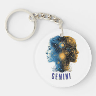 Gemini Zodiac Sign Keychain