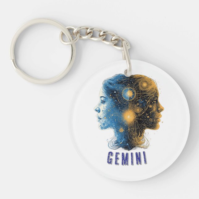 Gemini Zodiac Sign Keychain (Front)