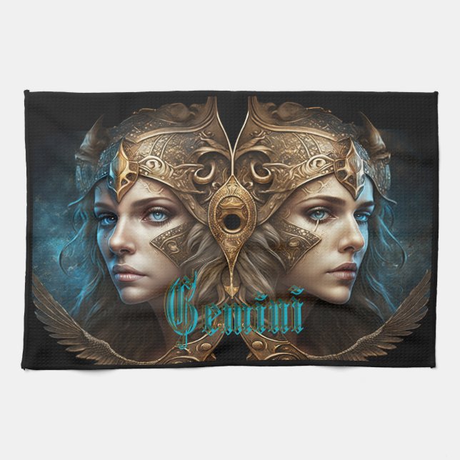Gemini Zodiac Sign Kitchen Towel (Horizontal)