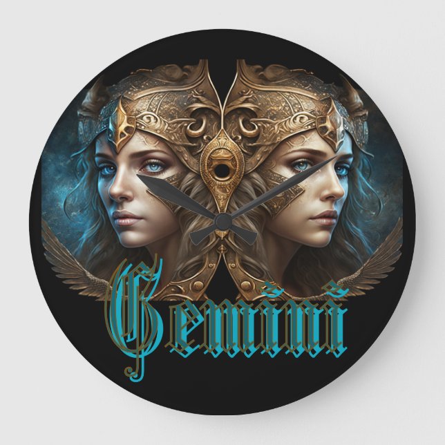 Gemini Zodiac Sign Large Clock (Front)
