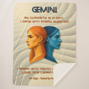 Gemini Zodiac Sign Modern 3D Astrology Design Sherpa Blanket