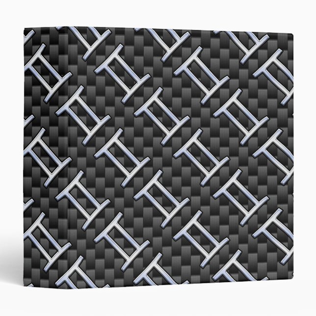 Gemini Zodiac Sign on Charcoal Carbon Fibre Print Binder (Front/Spine)