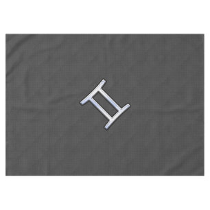 Gemini Zodiac Sign on Charcoal Carbon Fibre Print Tablecloth
