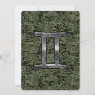 Gemini Zodiac Sign on Green Digital Camo