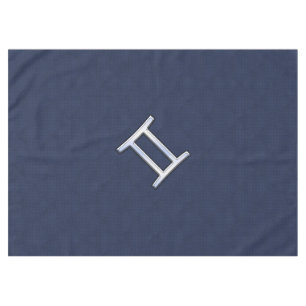 Gemini Zodiac Sign on Navy Blue Carbon Fibre Print Tablecloth