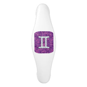 Gemini Zodiac Sign on Pink Digital Camo Ceramic Cabinet Pull
