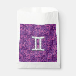 Gemini Zodiac Sign on Pink Digital Camo Favour Bag