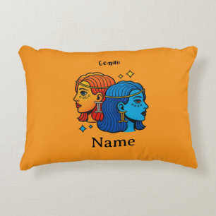 Gemini Zodiac Sign Pop Art - Retro Celestial Twins Accent Pillow