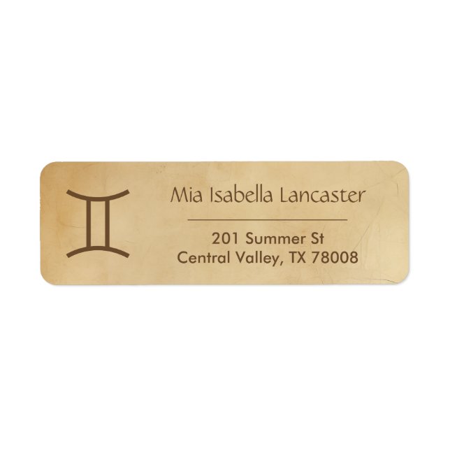 Gemini Zodiac Sign  - Return Address Labels (Front)