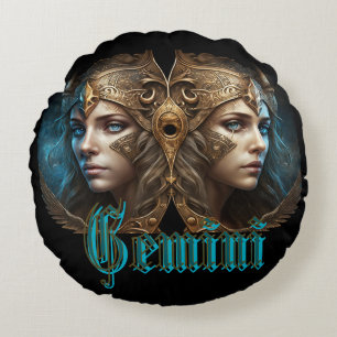 Gemini Zodiac Sign Round Pillow