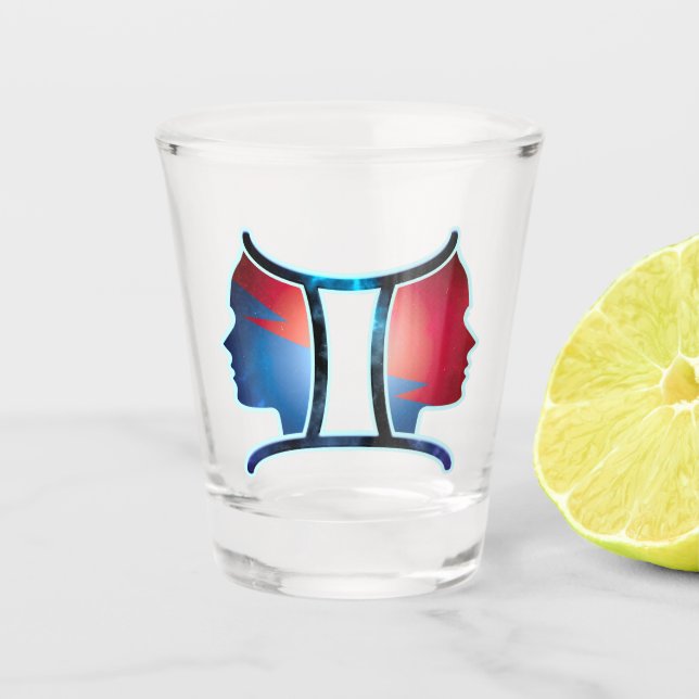 Gemini Zodiac Sign Shot Glass (Front)