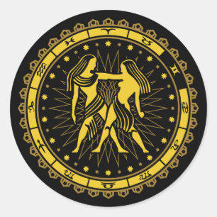 Gemini - Zodiac Sign - Symbol - Horoscope Classic Round Sticker