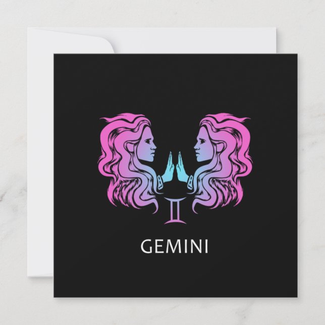Gemini Zodiac Sign The Twins Design Birthday Gift Invitation (Front)