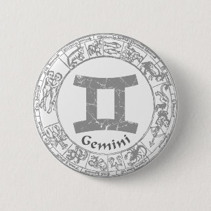 Gemini Zodiac sign vintage 2 Inch Round Button