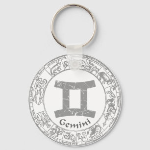 Gemini Zodiac sign vintage Keychain