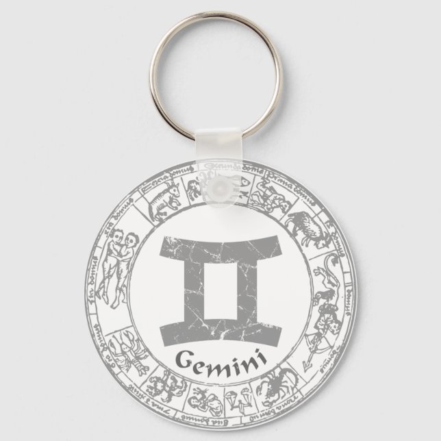 Gemini Zodiac sign vintage Keychain (Front)