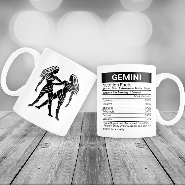 Gemini Zodiac Sign with Nutrition Facts, Large Coffee Mug (Creator Uploaded)
