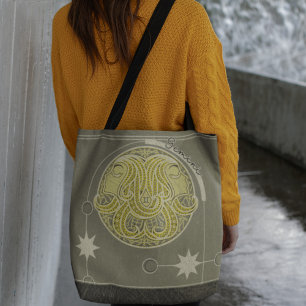 Gemini Zodiac Sign Yellow White Grey Mandala Tote Bag