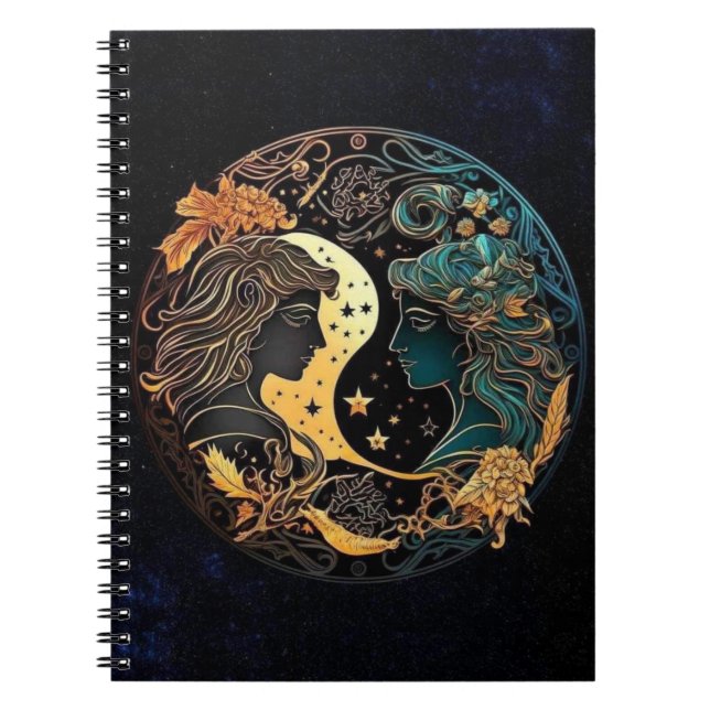 Gemini Zodiac Spiral Notebook (Front)