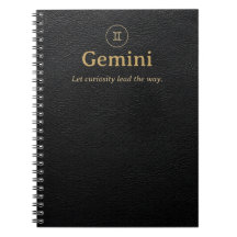 Gemini Zodiac Spiral Notebook - Faux Leather Look