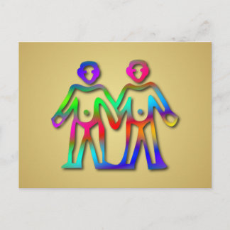 Gemini Zodiac Star Sign Colour Line Postcard