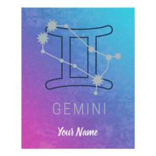 Gemini Zodiac Star Sign Watercolor Horoscope