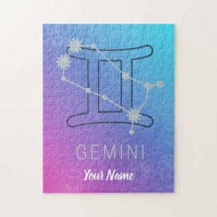 Gemini Zodiac Star Sign Watercolor Horoscope Jigsaw Puzzle
