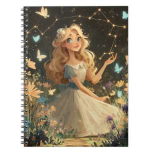 Gemini Zodiac Starry Garden Notebook