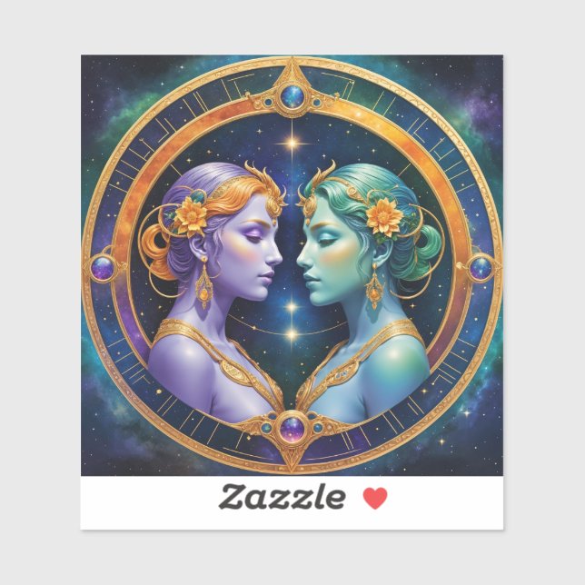 Gemini Zodiac Stickers, Celestial Zodiac (Sheet)