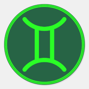 Gemini Zodiac Symbol Green Mix Classic Round Sticker