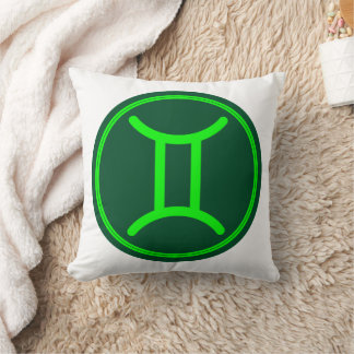 Gemini Zodiac Symbol Green Mix Throw Pillow