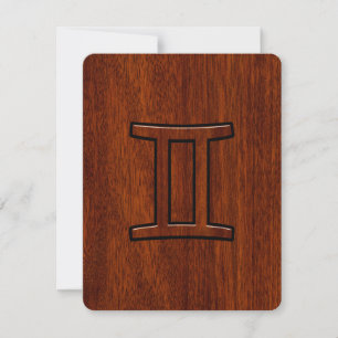 Gemini Zodiac Symbol on Mahogany like Decor