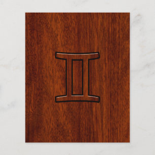 Gemini Zodiac Symbol on Mahogany like Decor Flyer