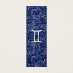 Gemini Zodiac Symbol on Navy Blue Digital Camo