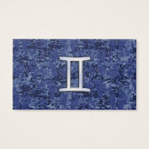 Gemini Zodiac Symbol on Navy Blue Digital Camo