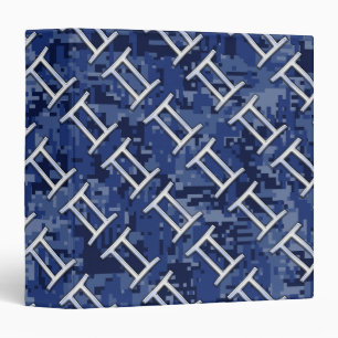 Gemini Zodiac Symbol on Navy Blue Digital Camo Binder