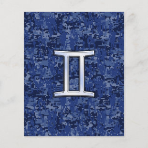 Gemini Zodiac Symbol on Navy Blue Digital Camo Flyer