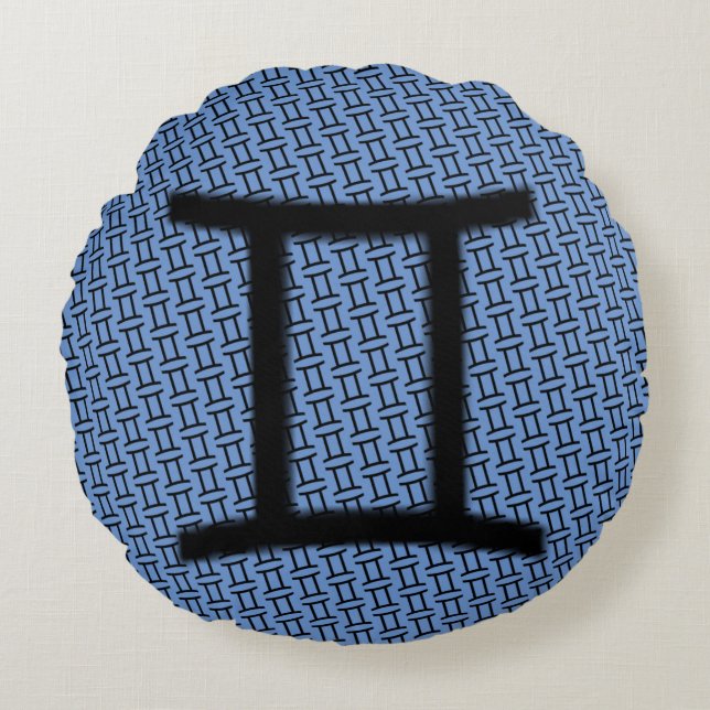 Gemini Zodiac Symbol Standard by Kenneth Yoncich Round Pillow (Front)