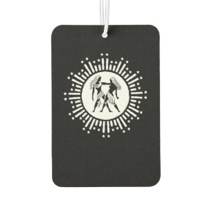 Gemini Zodiac Symbol with Stars Black and White Air Freshener