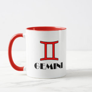 Gemini Zodiac Symbole Designer Mug en rouge