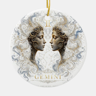 Gemini Zodiac T-Shirt - Twin Stars Astrology Symbo Ceramic Ornament
