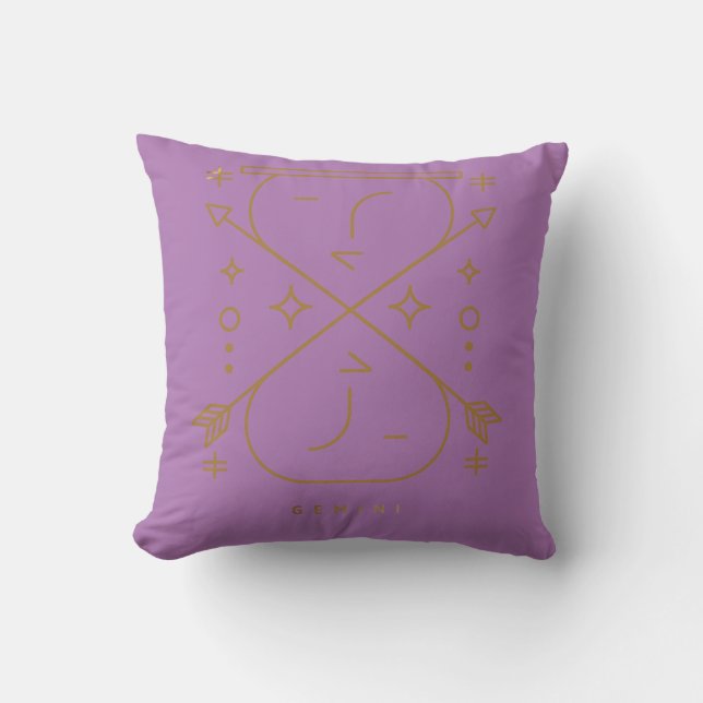 Gemini Zodiac Throw Pillow (Front)