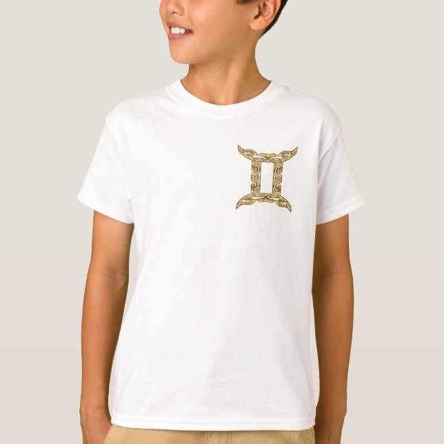 Gemini Zodiac - Tribal Gold T-Shirt (Front)