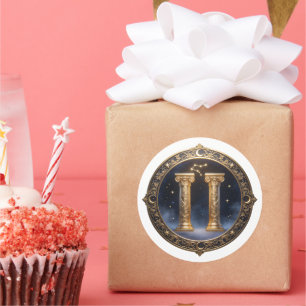 Gemini Zodiac Twins Classic Round Sticker