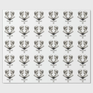 Gemini Zodiac Twins Classical Black White Astrolog Wrapping Paper