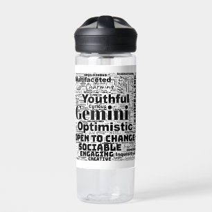 Gemini Zodiac Word Cloud Inspiration Water Bottle