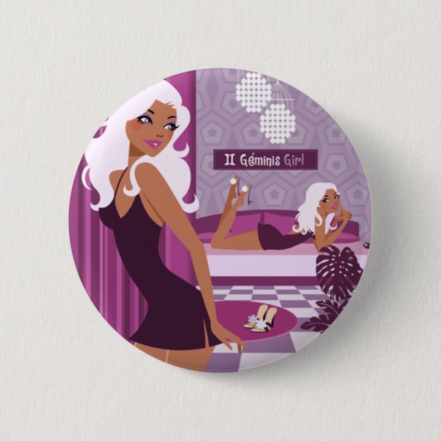 Geminis Girl 2 Inch Round Button (Front)
